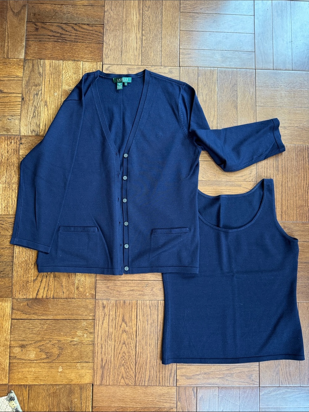 Ralph Lauren Navy Knit Cardigan & Tank Duo